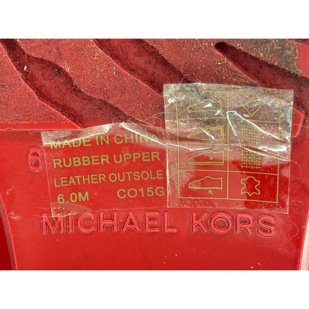 Michael Kors Fulton Harness Rain Boots Red Cabin City Fall Spring Chic Size 6 - Picture 8 of 9